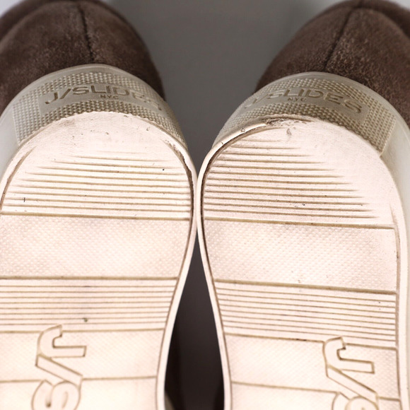 J Slides NYC Shoes Womens 6.5 Platform Sneakers Brown Suede Leather Slip Ons - Picture 9 of 13